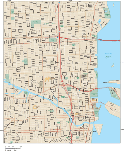 Miami Downtown Wall Map