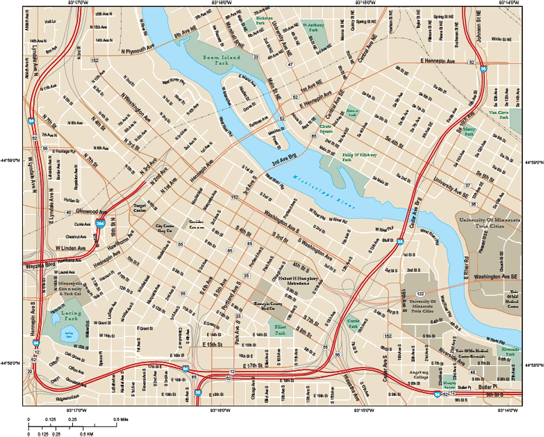 Map Of Downtown Minneapolis Minneapolis Downtown Wall Map By Map Resources - Mapsales
