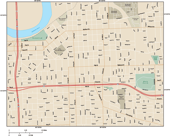 Montgomery Downtown Wall Map