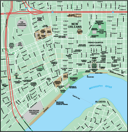 New Orleans Downtown Wall Map By Map Resources