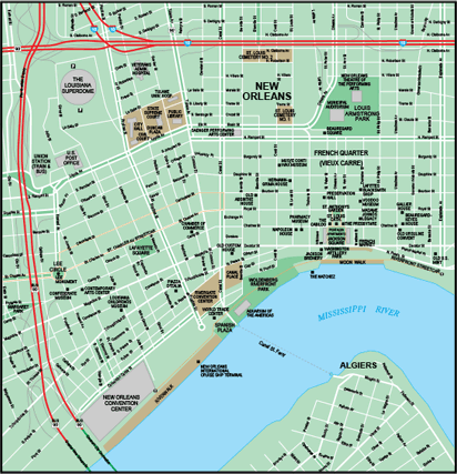 downtown new orleans map New Orleans Downtown Wall Map By Map Resources downtown new orleans map