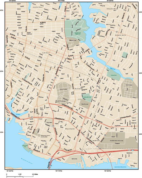 Norfolk Central Wall Map
