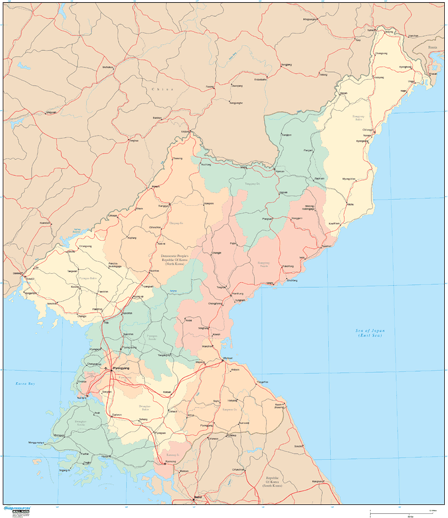 North Korea Wall Map