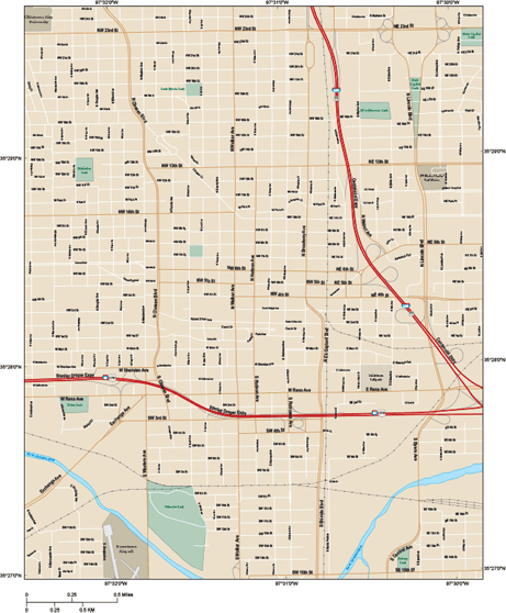 Oklahoma City Downtown Wall Map