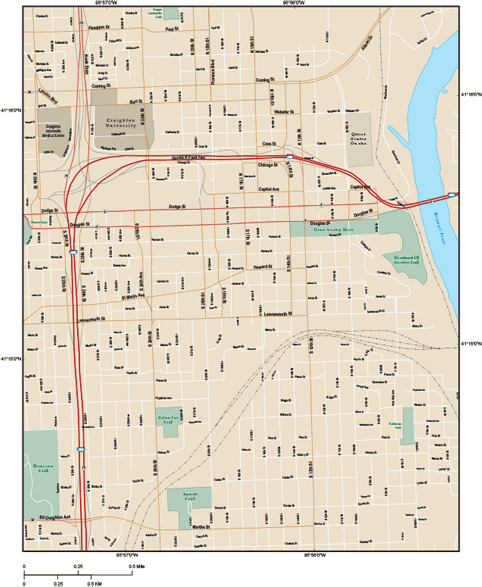 Omaha Downtown Wall Map