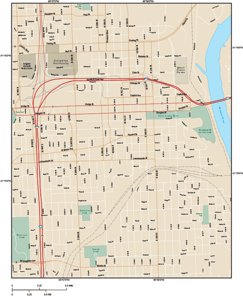 Omaha Downtown Wall Map by Map Resources - MapSales