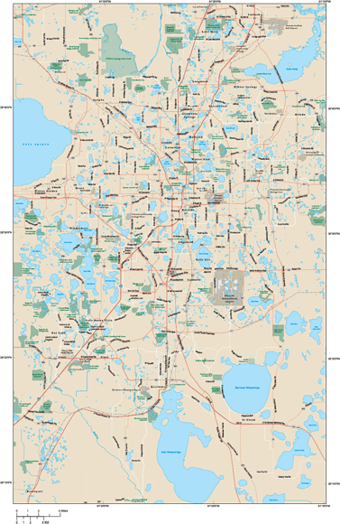 Orlando Metro Area Wall Map