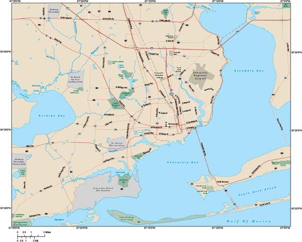 Pensacola Metro Area Wall Map