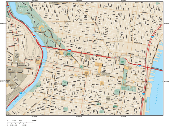 Philadelphia Downtown Wall Map
