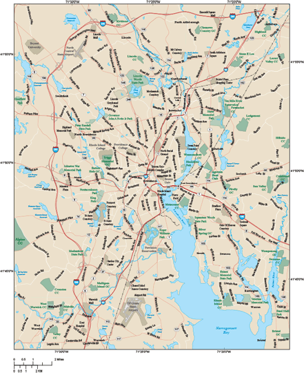 Providence Metro Area Wall Map