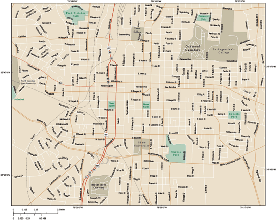 Raleigh Downtown Wall Map by Map Resources - MapSales
