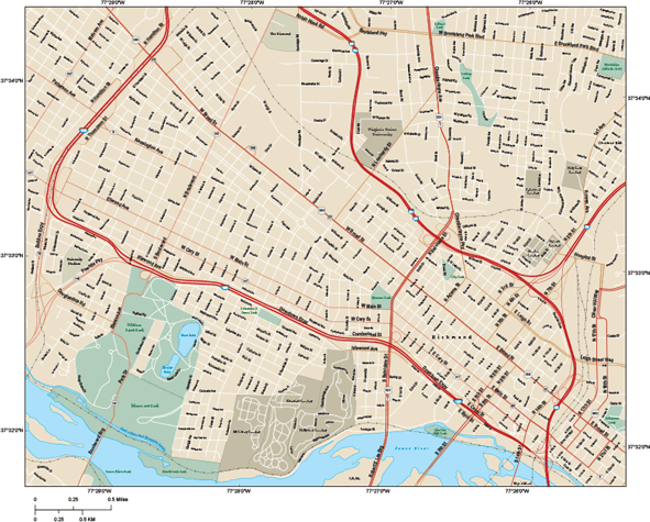 Richmond Central Wall Map