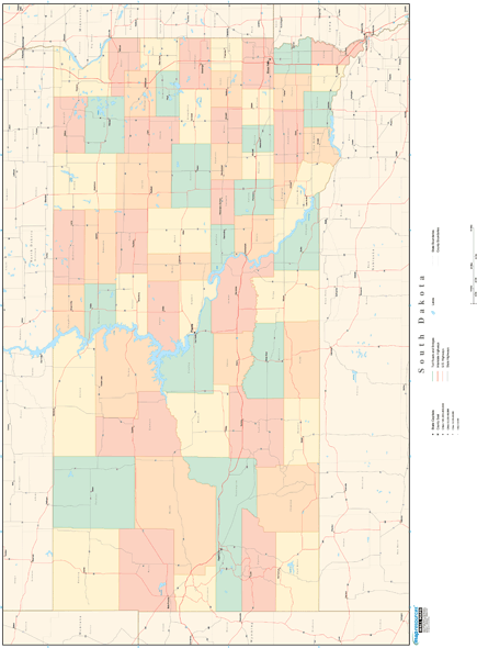 South dakota Wall Map with Counties