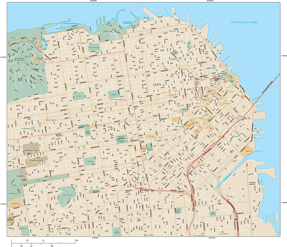 San Francisco Downtown Wall Map