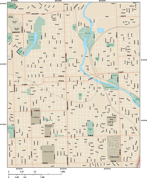 Sioux Falls Downtown Wall Map