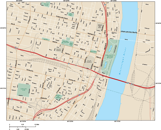 St Louis Downtown Wall Map by Map Resources