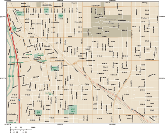 Tucson Central Wall Map