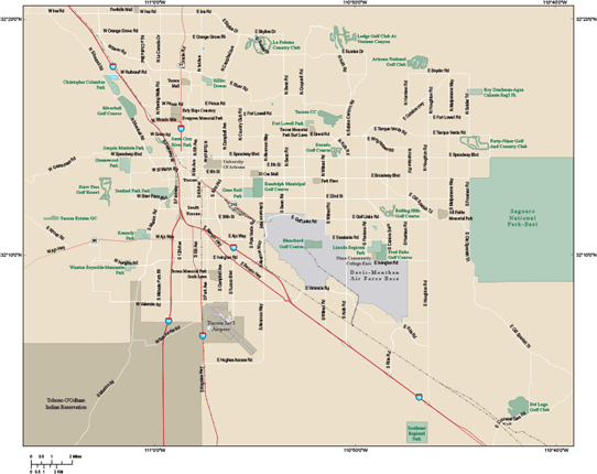 Tucson Metro Area Wall Map