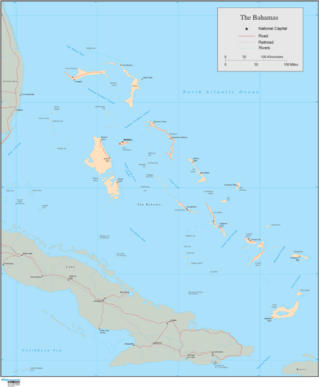 Bahamas Wall Map
