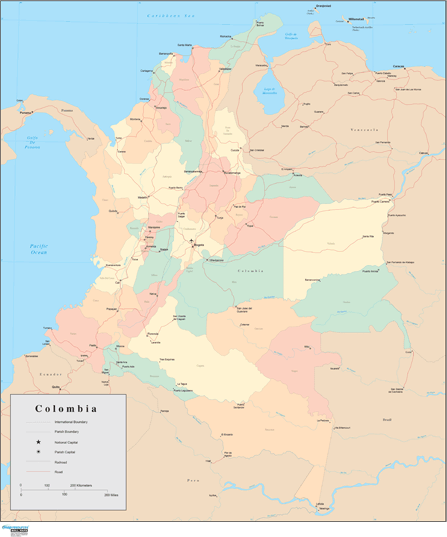 Colombia Wall Map