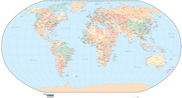 Europe Centered Political Robinson Wall Map