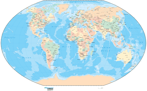 Physical/Political Winkel Tripel Map Map Resources - MapSales