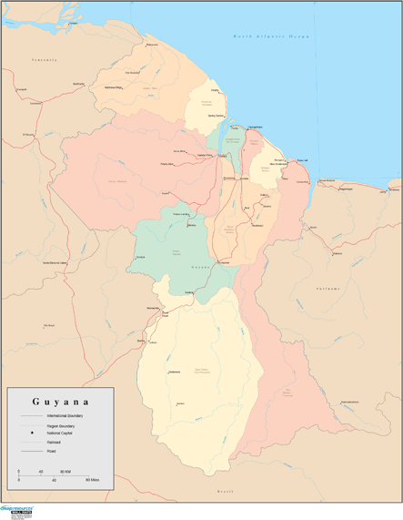 Guyana Wall Map