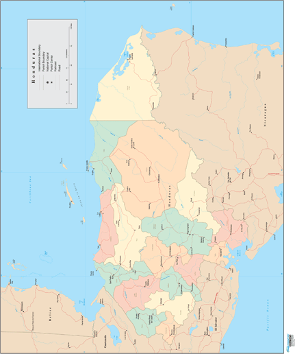 Honduras Wall Map