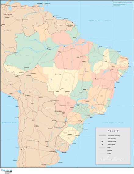 Brazil Wall Map