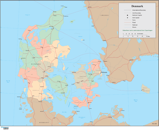 Denmark Wall Map