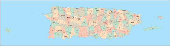 Puerto Rico Wall Map