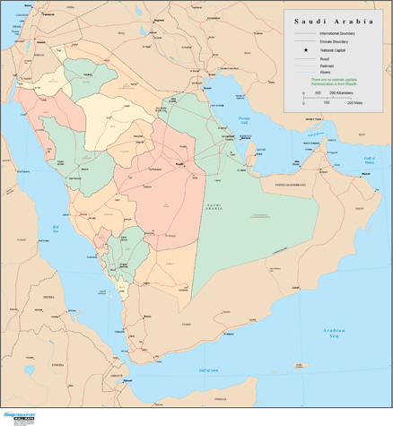 Saudi Arabia Wall Map