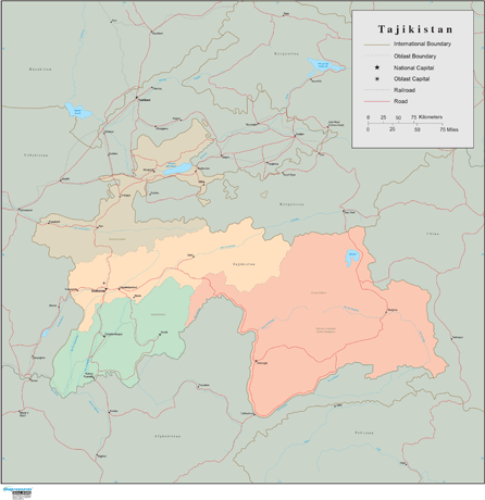 Tajikistan Wall Map