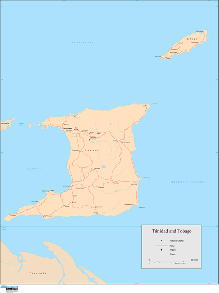 Trinidad/Tobago Wall Map