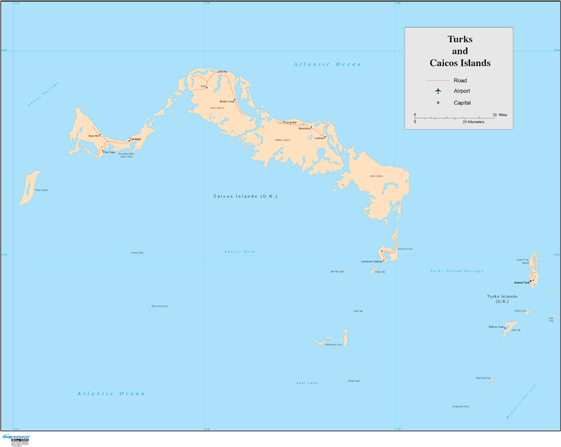Turks/Caicos Islands Wall Map