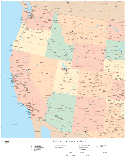 Western U.S. Regional Wall Map