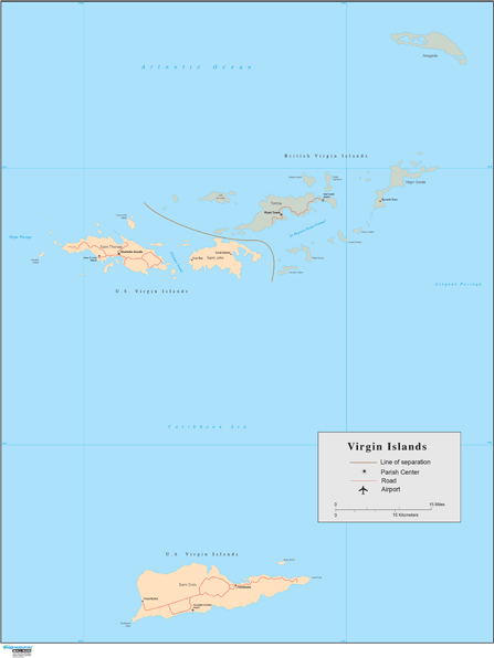 Virgin Islands Wall Map