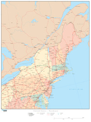 Northeastern U.S. Regional Wall Map