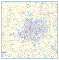Dallas / Fort Worth, TX Wall Mapa MapsCo