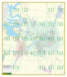 Temple, TX Vicinity Wall Map by MapsCo