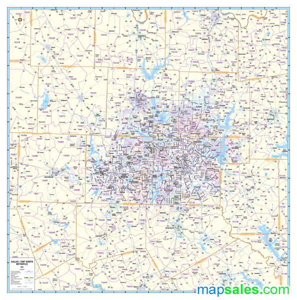 Dallas / Fort Worth, TX Wall Map