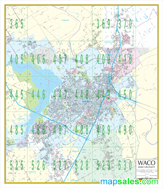 Waco, TX Vicinity Wall Map