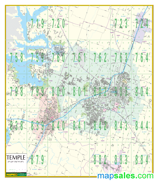 Temple, TX Vicinity Wall Map