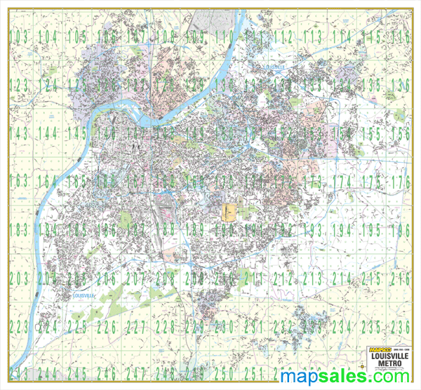 Louisville, KY Wall Map