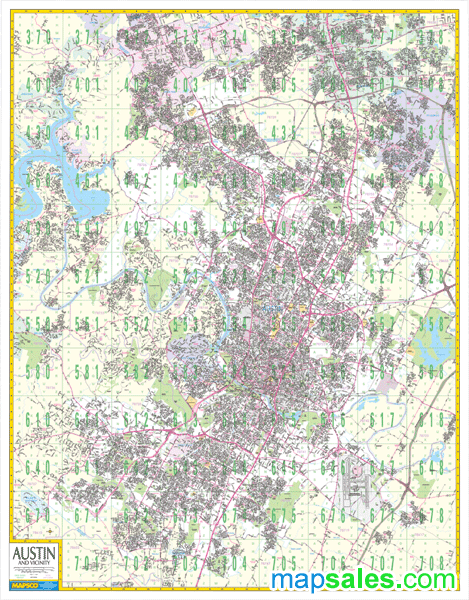 Austin, TX Vicinity Wall Map