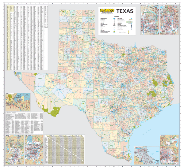 Texas Wall Map by Mapsco - MapSales