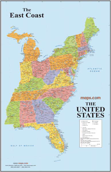 East Coast Regional Wall Map