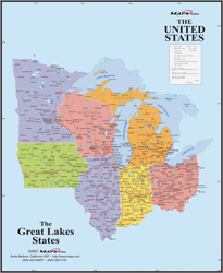 Great Lakes Wall Map