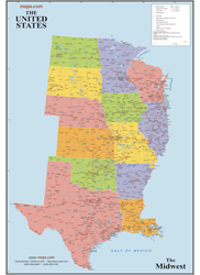 Midwest Regional Wall Map