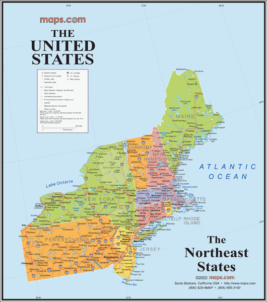 Northeast States Regional Wall Map